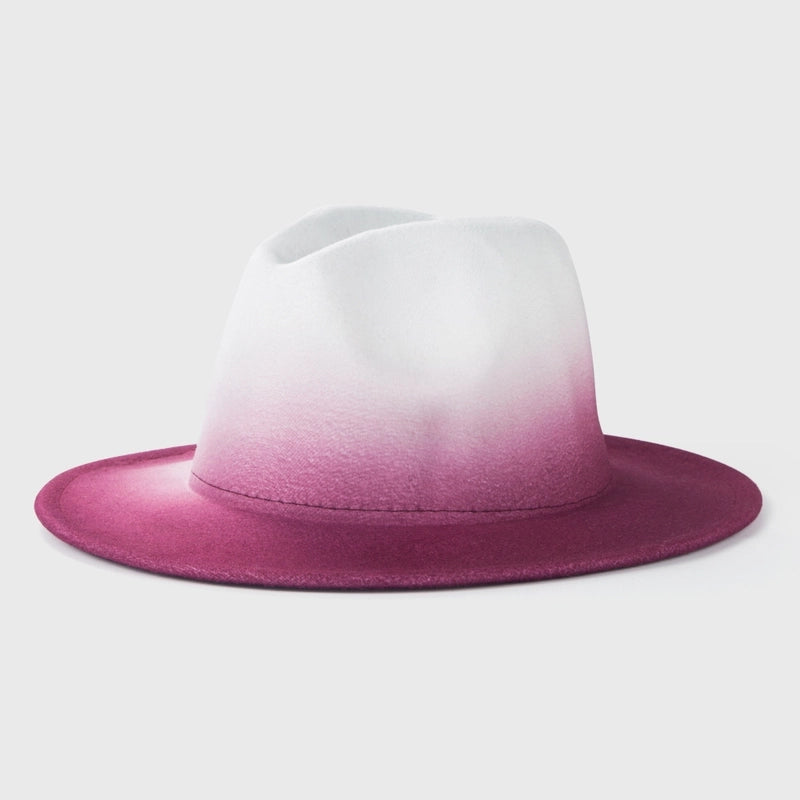 New Woolen Tie-dye Gradient Big Brim Jazz Hat