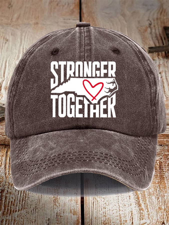 Unisex Distressed Washed Cotton Stronger Together Hat