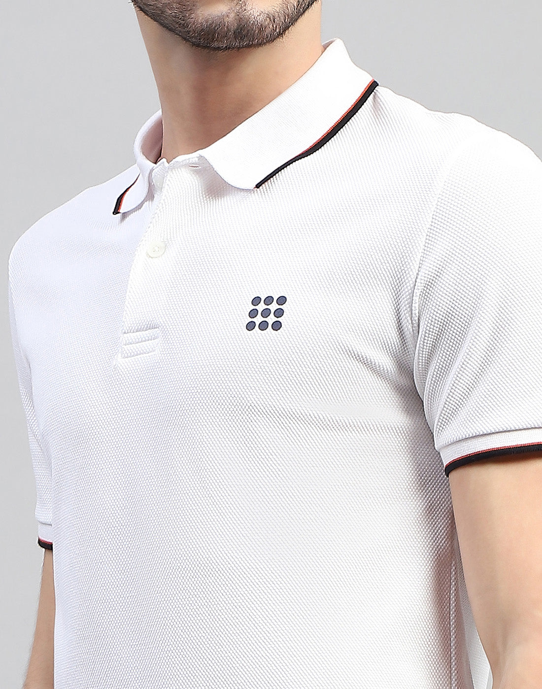 Men White Solid Polo Collar Half Sleeve T-Shirt