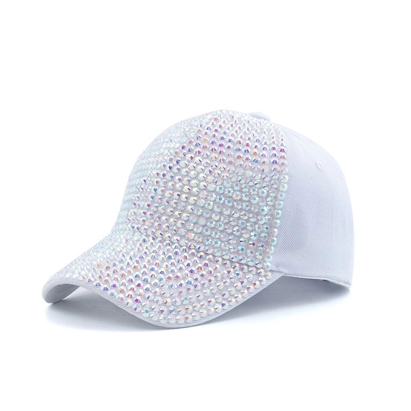 Women's Elegant Color Block Chain Curved Eaves Baseball Cap