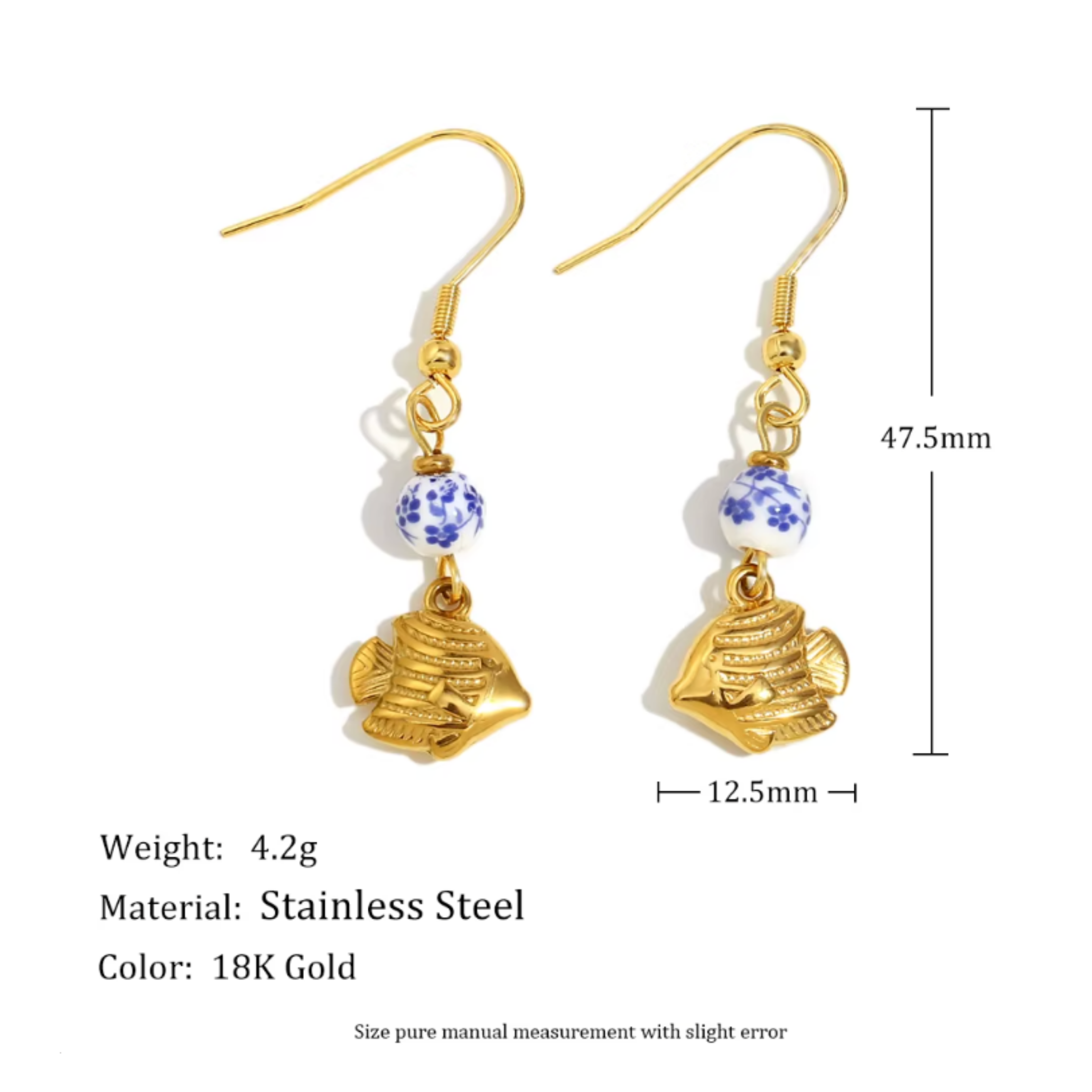 Dangled fish studs - Gold