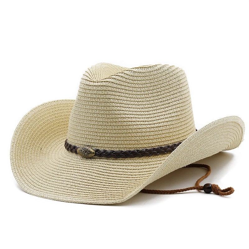 Curly Cowboy Straw Hat Ethnic Style Big Side Sun Hat Western Cowboy Straw Hat Equestrian Hat