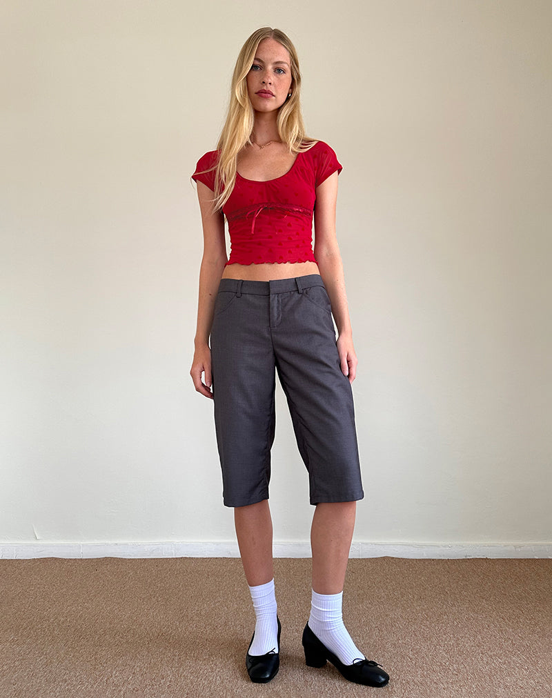 Rada Top in Red Heart Flocked Mesh