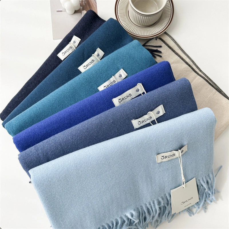 Women's Elegant Minimalist Solid Color Imitation Cashmere Tassel Scarf