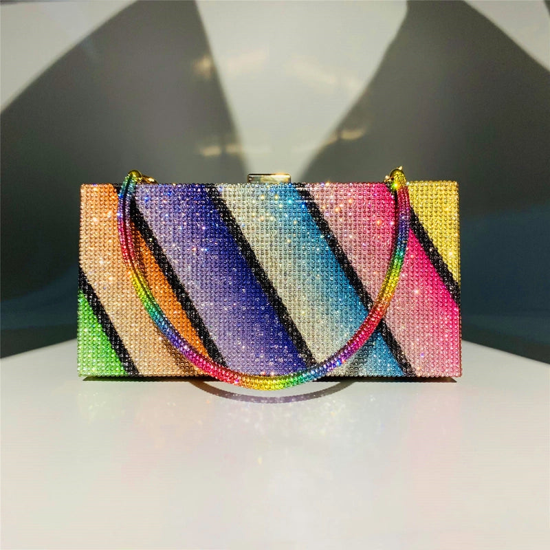 Polyester Stripe Plaid Square Evening Bags
