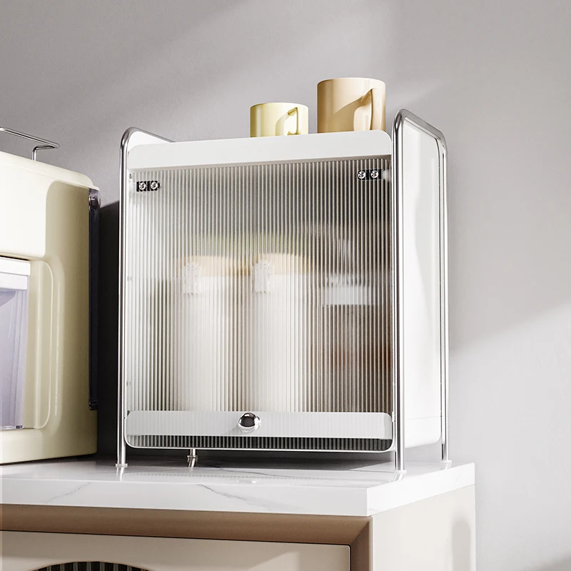 desktop cup dustproof storage cabinet cosmetic kitchen seasoning storage rack