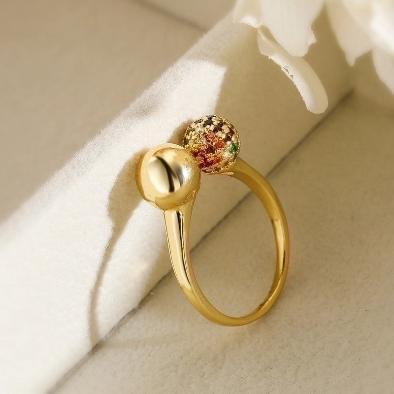 Minimalist Geometric Copper Plating Inlay Zircon 18k Gold Plated Open Rings