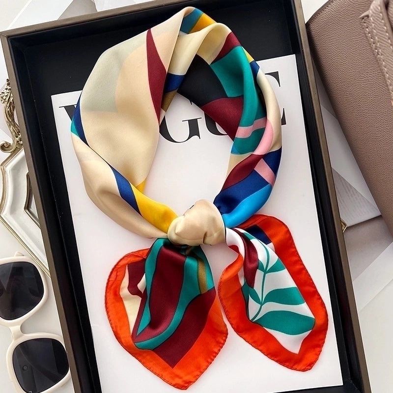 Women's Elegant Flower Polyester Printing Silk Scarf
