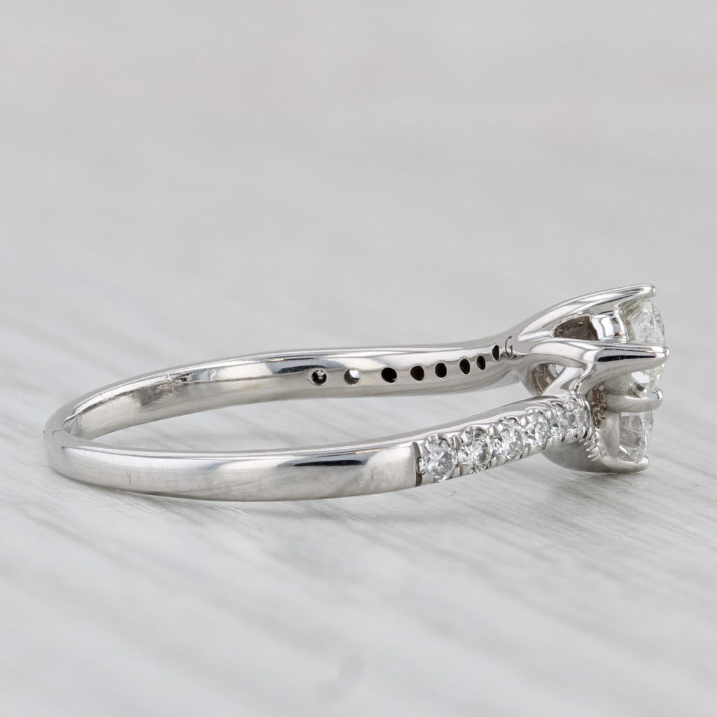 0.72ctw 2-Diamond Bypass Ring 14k White Gold Engagement Anniversary Size 7.5