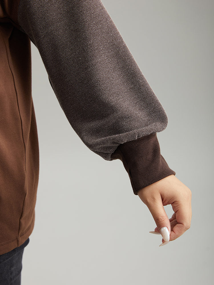 Two Tone Patched Pocket Drop Shoulder Sweatshirt