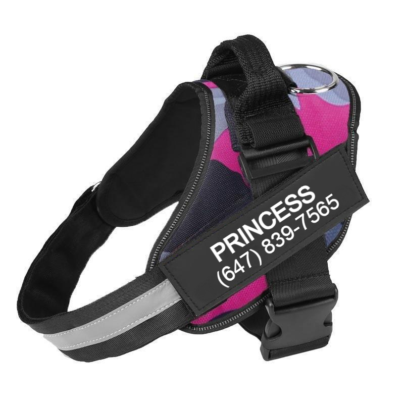 Custom No Pull Dog Harness with Name and Phone Number. Heavy Duty Personalized Pet Vest