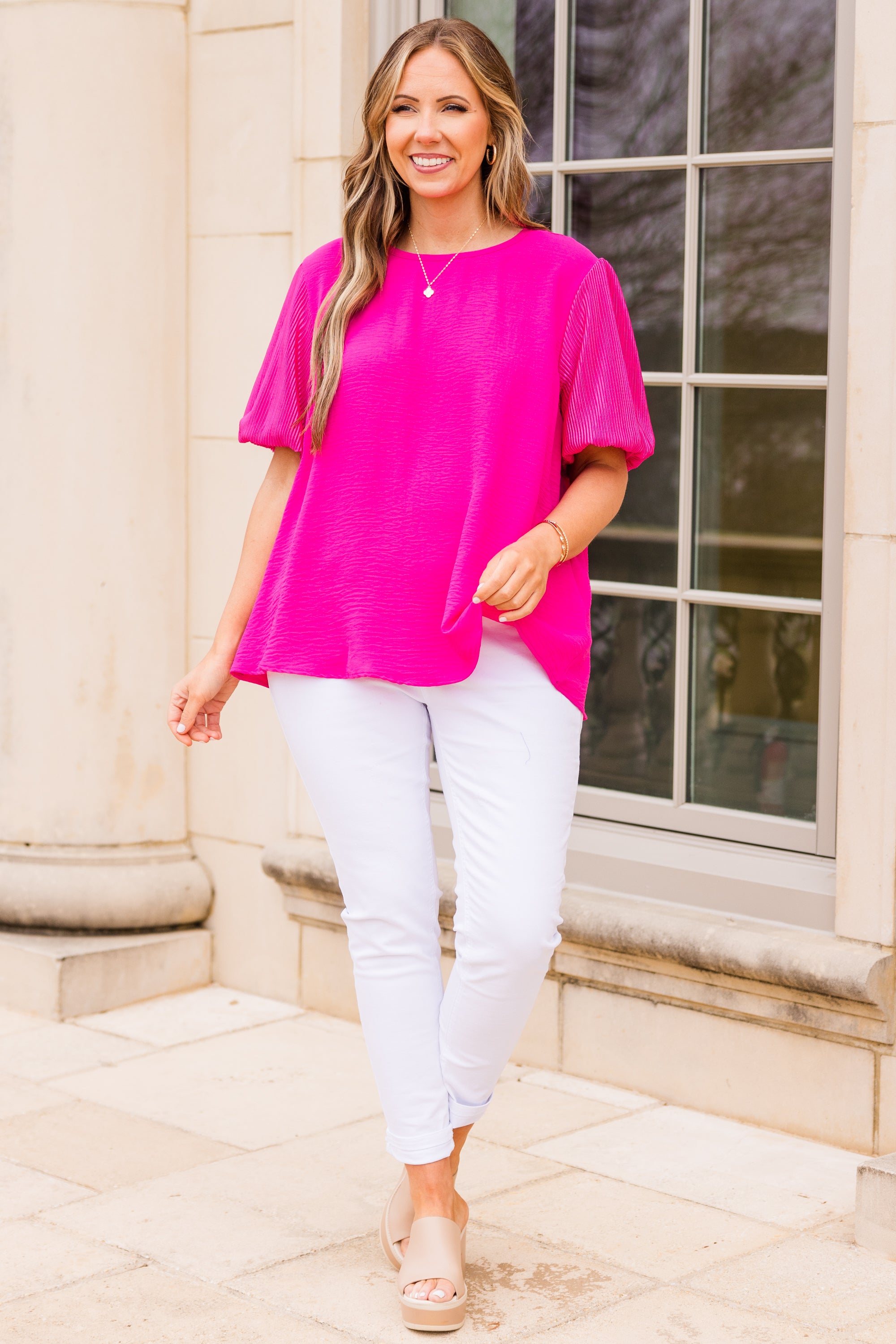 Bring In The Peace Top. Fuchsia