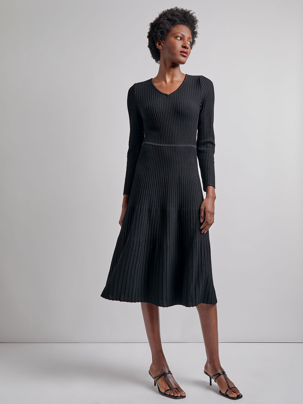 Fit & Flare Ribbed Soft Knit Midi Dress - Modern Fit