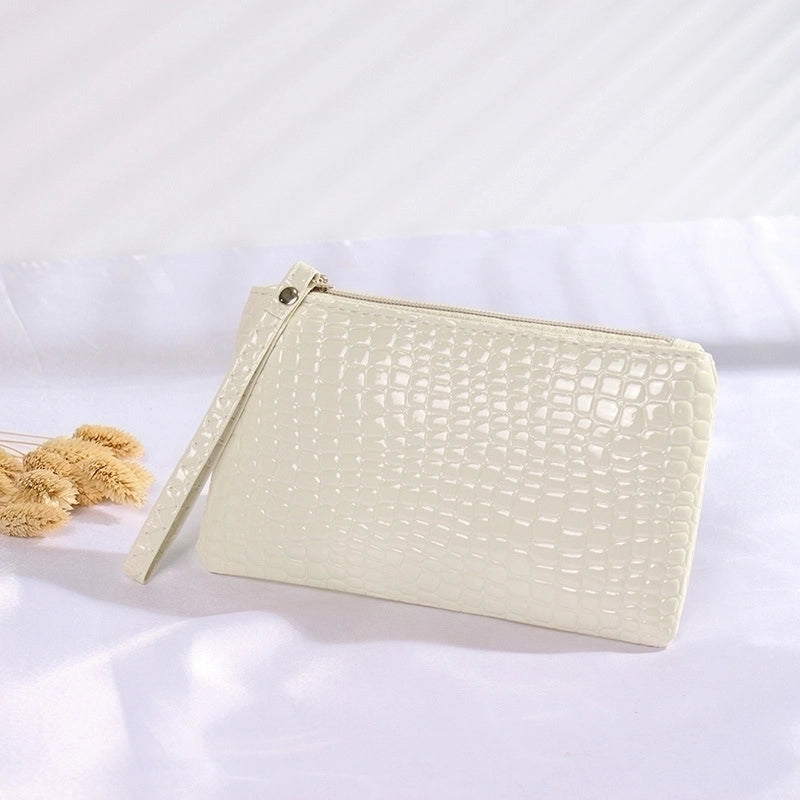 Women's Mini Summer Pu Leather Solid Color Crocodile Fashion Square Zipper Clutch Bag