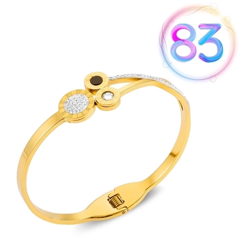 2 Pieces Fashion Geometric Stainless Steel Plating Zircon Bangle