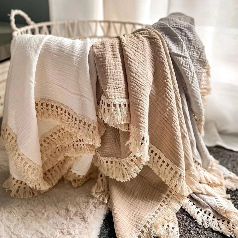 Minimalist Solid Color Cotton Blanket Baby Accessories