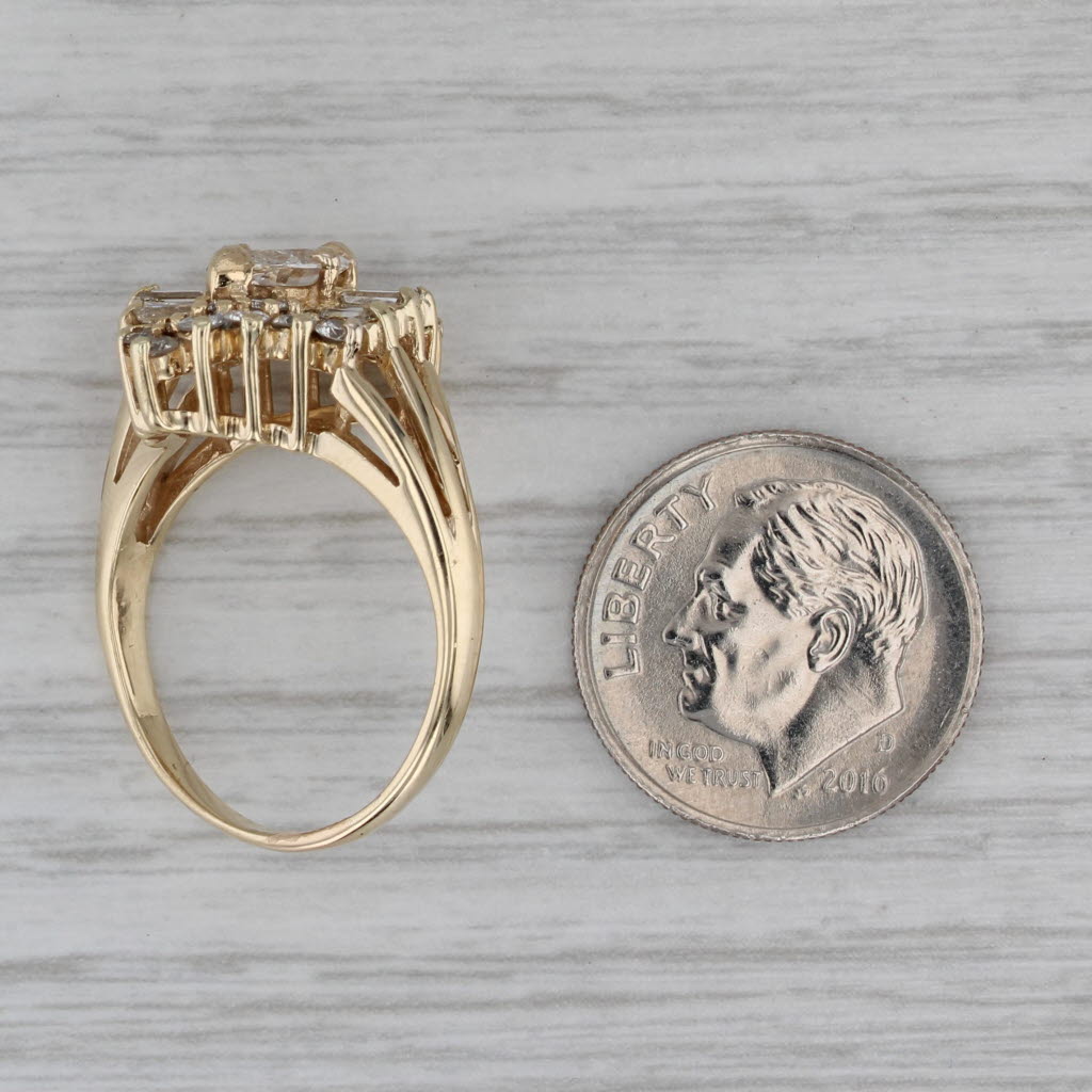 1.36ctw Marquise Halo Diamond Engagement Ring 14k Yellow Gold Size 6.75