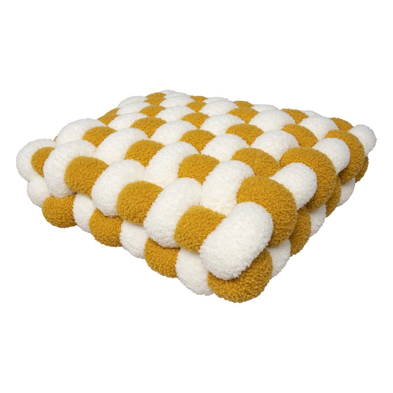 Lambswool Pillow Square Woven Chair Cushion Sofa Cushion Plush Pillow Decorative Bay Window Cushion
