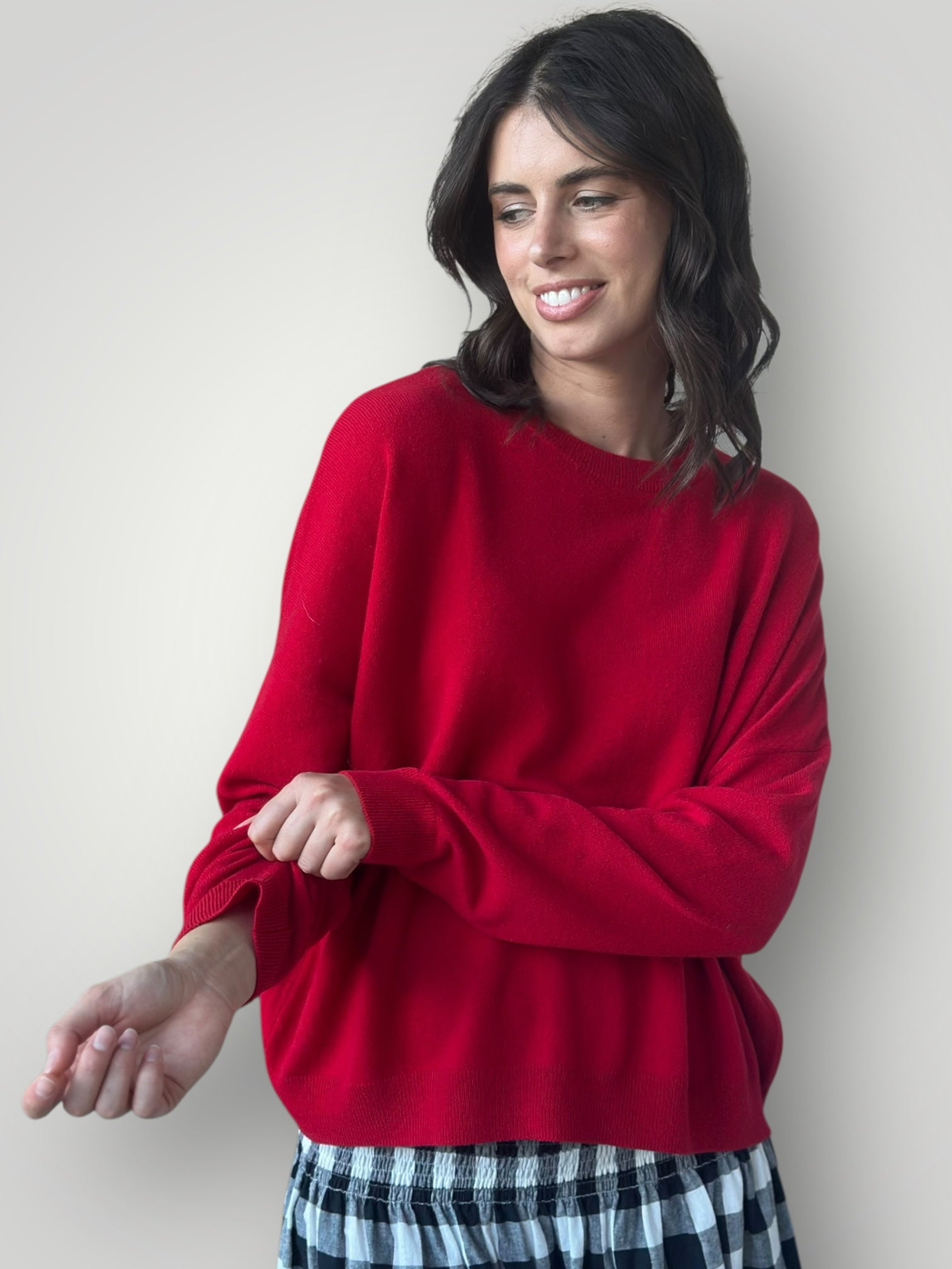 cassie crew neck knit -winter red cashmere