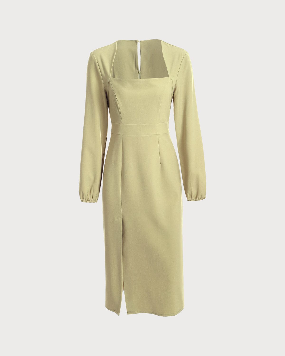 The Solid Square Neck Long Sleeve Dress