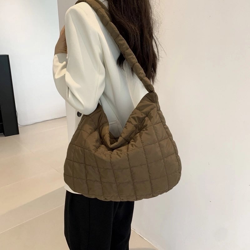Women's All Seasons Cotton Solid Color Streetwear Square Zipper Shoulder Bag