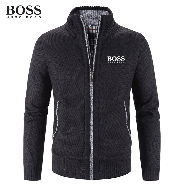 BOSS Men Band Collar External Trench Coat