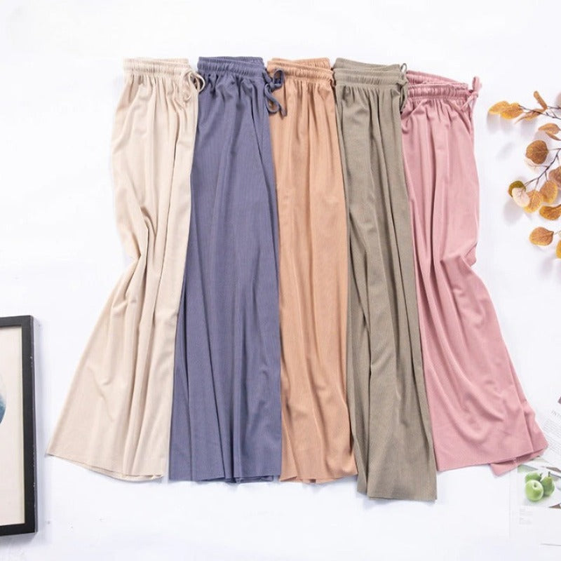 High Waist Straight Ice Silk Trousers For Women