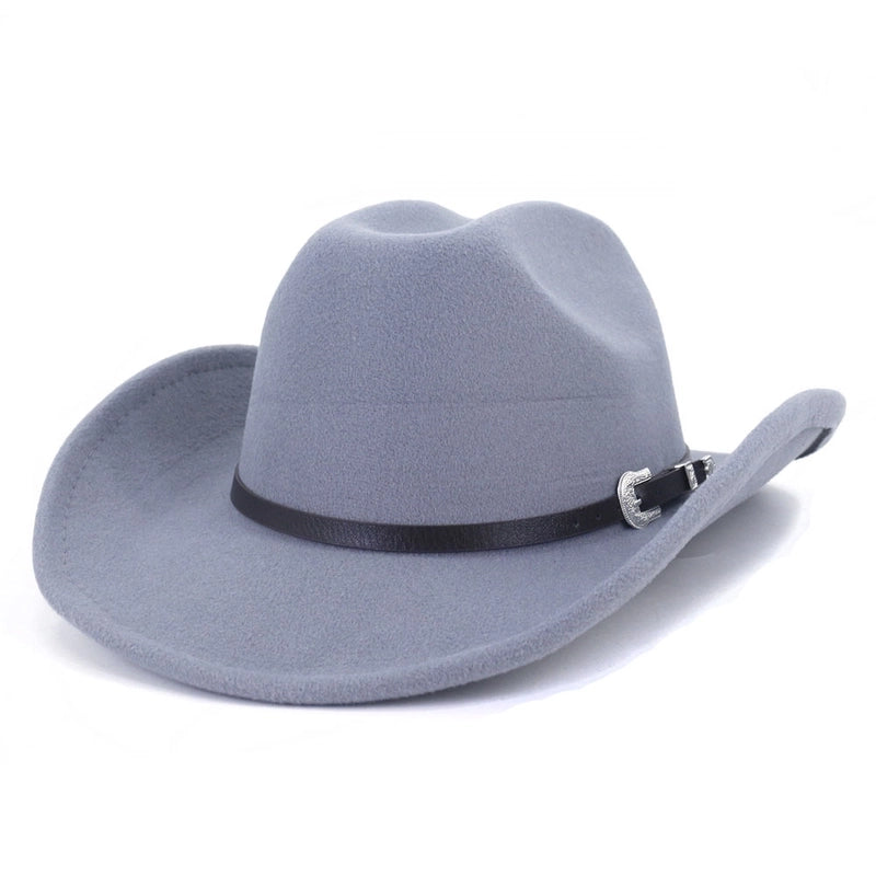 Unisex Basic Cowboy Style Solid Color Big Eaves Fedora Hat