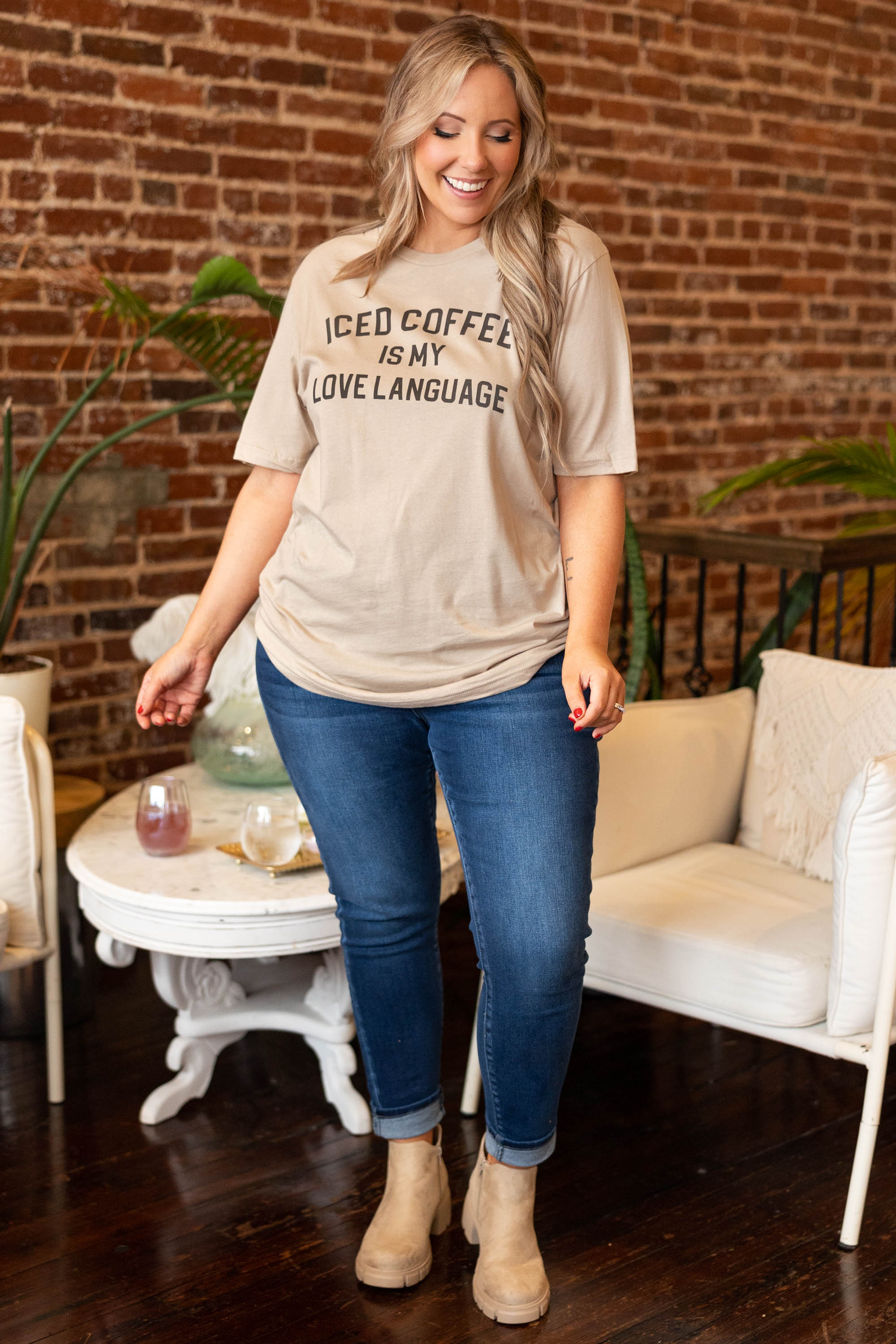 Coffee Is My Language Tee. Tan