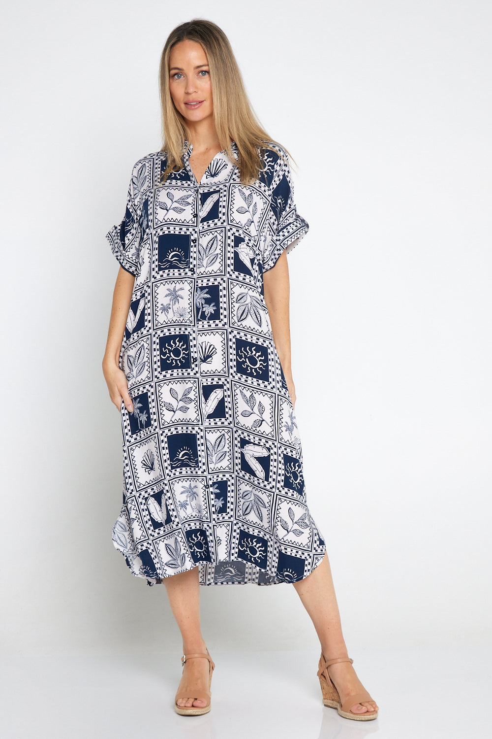 Seabreeze Dress - Navy/White Postcard