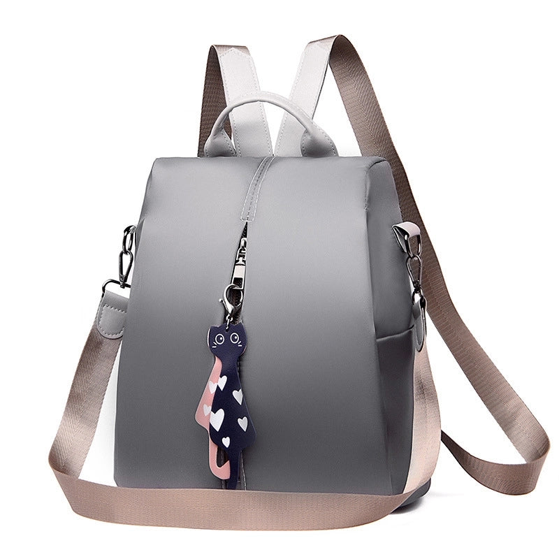 Women's Medium All Seasons Oxford Cloth Solid Color Fashion Square Zipper Fashion Backpack