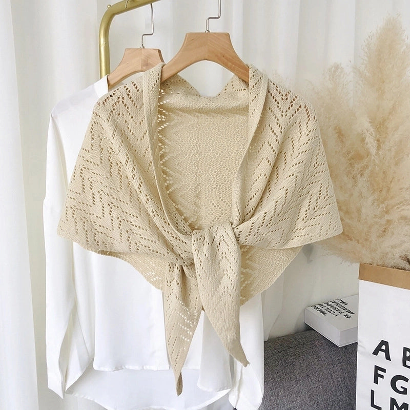 Women's Sweet Solid Color Knit Hollow Out Shawls