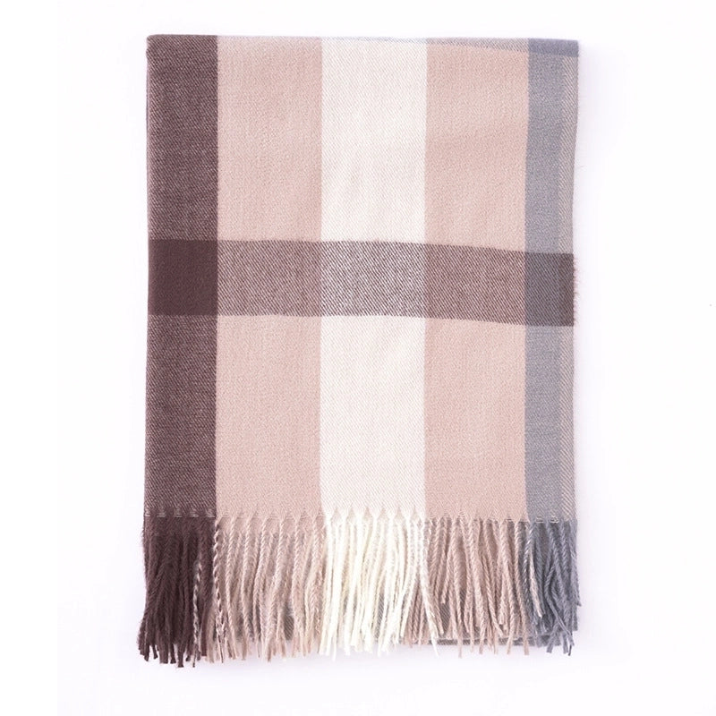 Women's Fashion Plaid Imitation Cashmere Tassel Winter Scarves