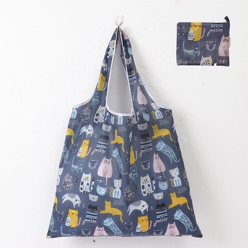Casual Cute Cat Polyester Composite Needle Punched Cotton Shopping Bags