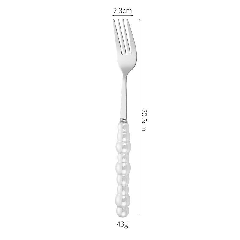 Ceramic Pearl Handle Stainless Steel Knife. Fork And Spoon Creative Light Luxury Western Food Hotel Steak Knife Dessert Spoon Tableware Suit