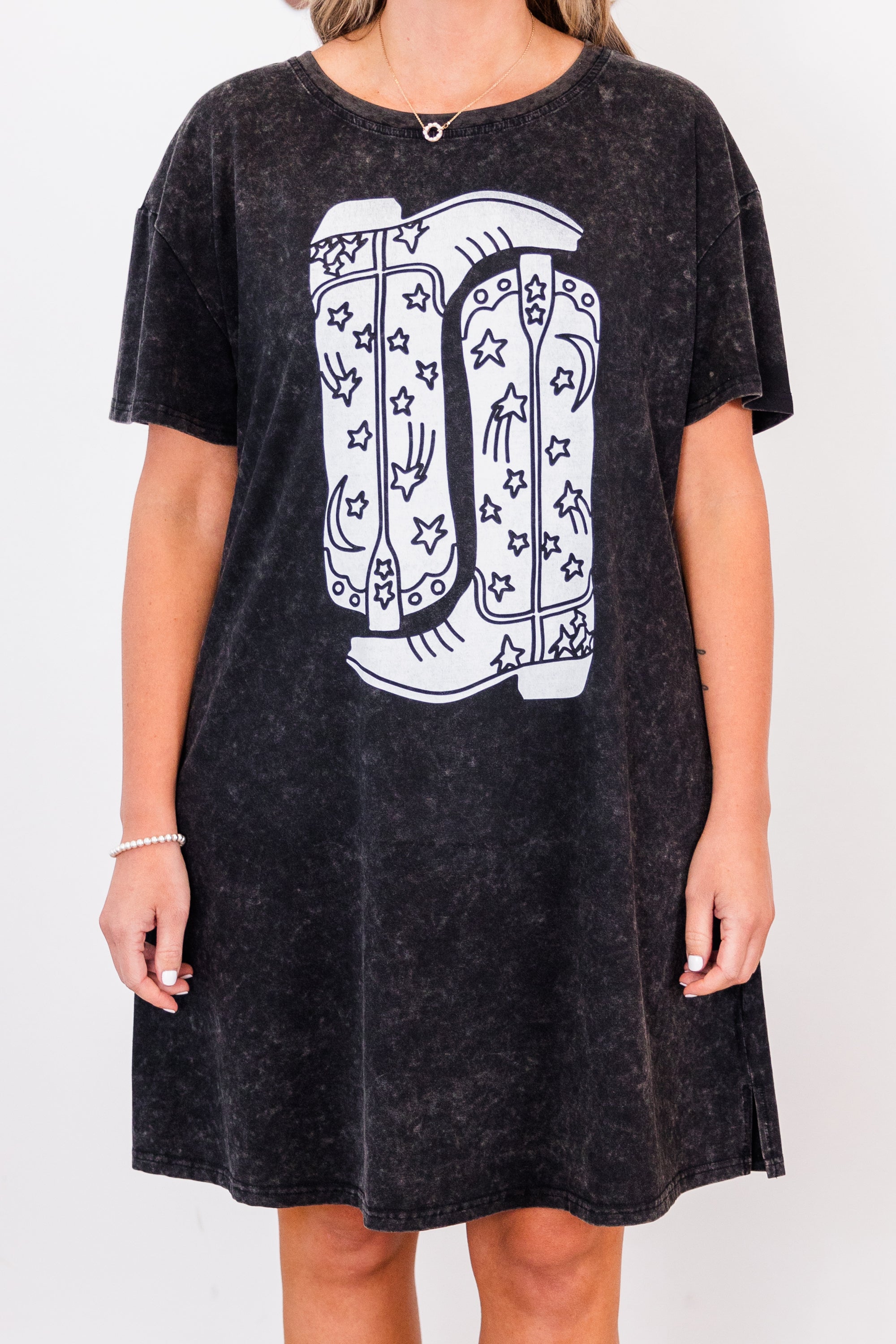 Boot Scootin Game Day T-Shirt Dress. Black