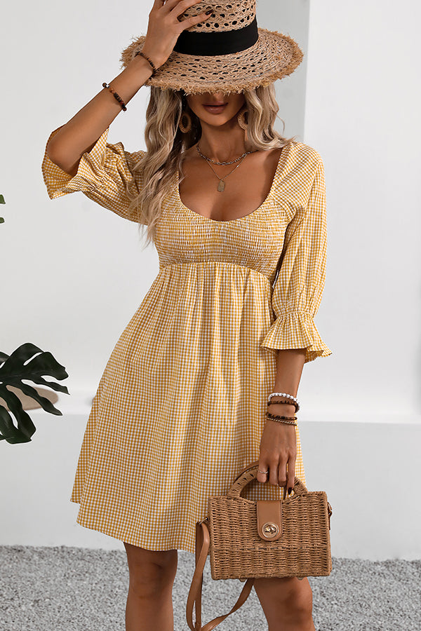 Smocked Bust Short Sleeve Mini Dress