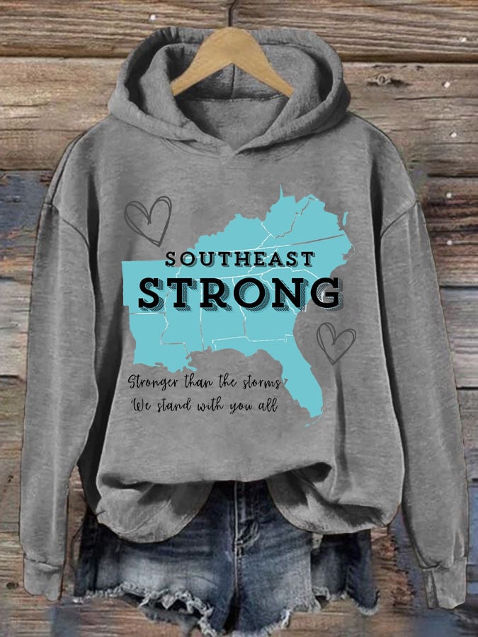 Women'S Retro Southeast Strong Stronger Than The Storms We Stand With You All Printed Hoodie