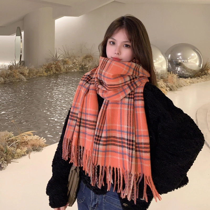 Women's Classic Style Lattice Imitation Cashmere Acrylic Scarf