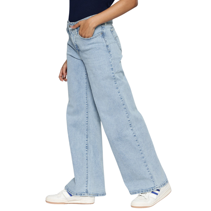 Women Shaping Wide Leg Light Fade Stretchable Jeans