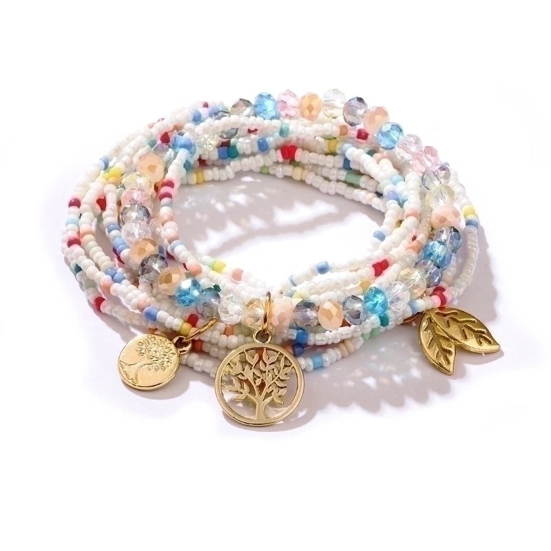 2 Pieces Fashion Leaf Tree Alloy Agate Beaded Plating Bracelets