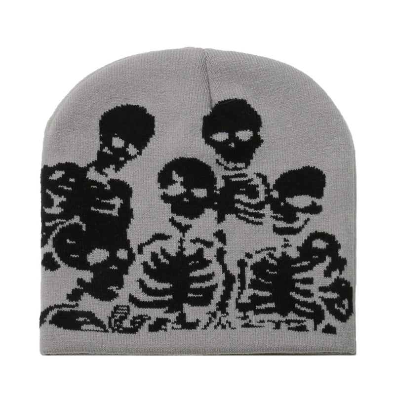 Men's Exaggerated Punk Streetwear Skull Skull Eaveless Wool Cap