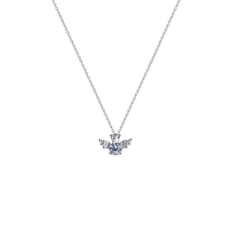 Modern Style Geometric Heart Shape Bow Knot Titanium Steel Copper Plating Inlay Zircon Pendant Necklace