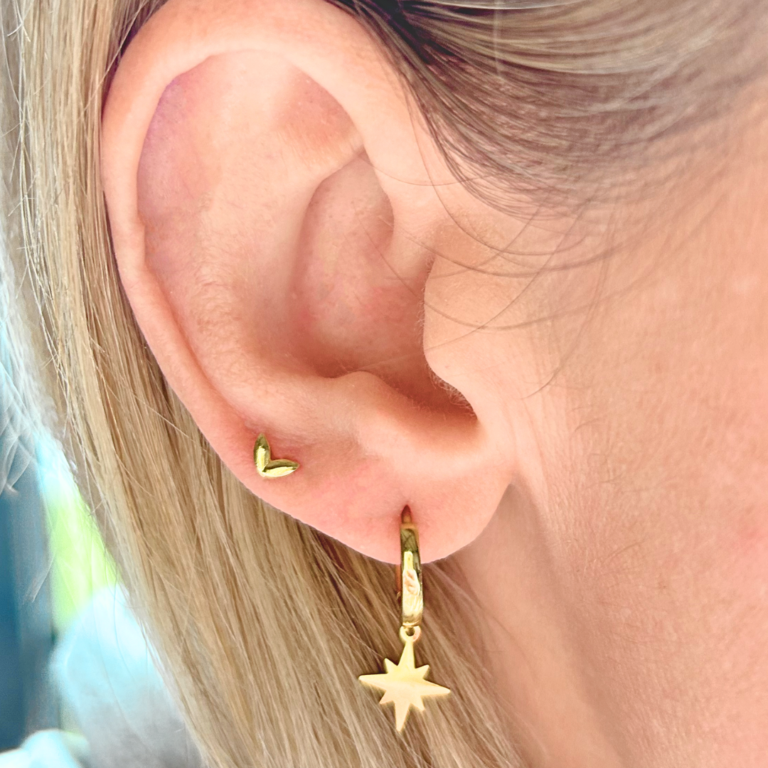 Hanging star hoops - Silver