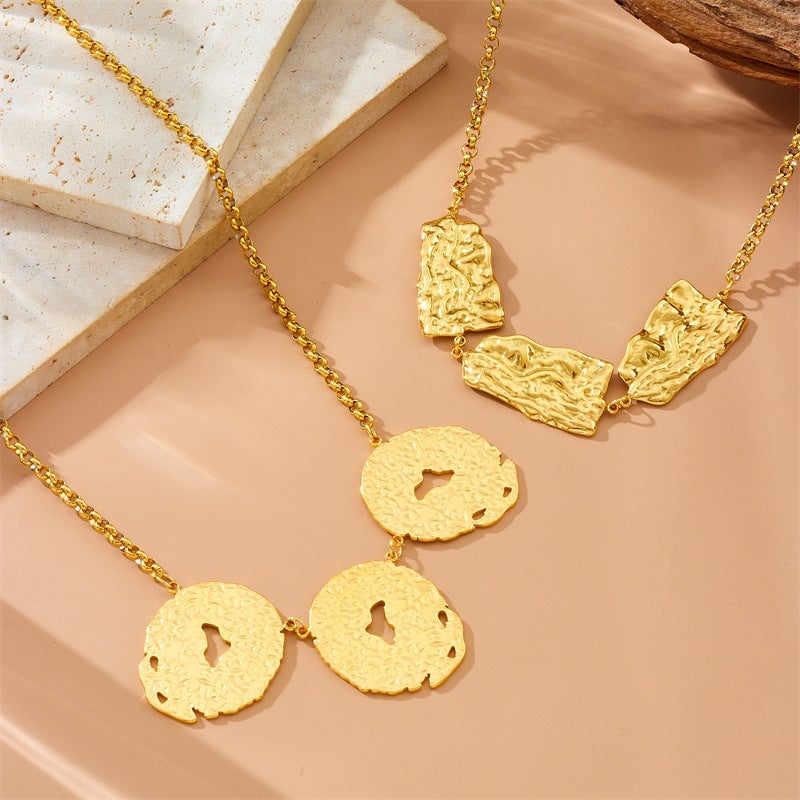 Exaggerated Irregular Pattern Geometric Spiral Large Pendant Necklace Female Hip Hop Sweater Chain