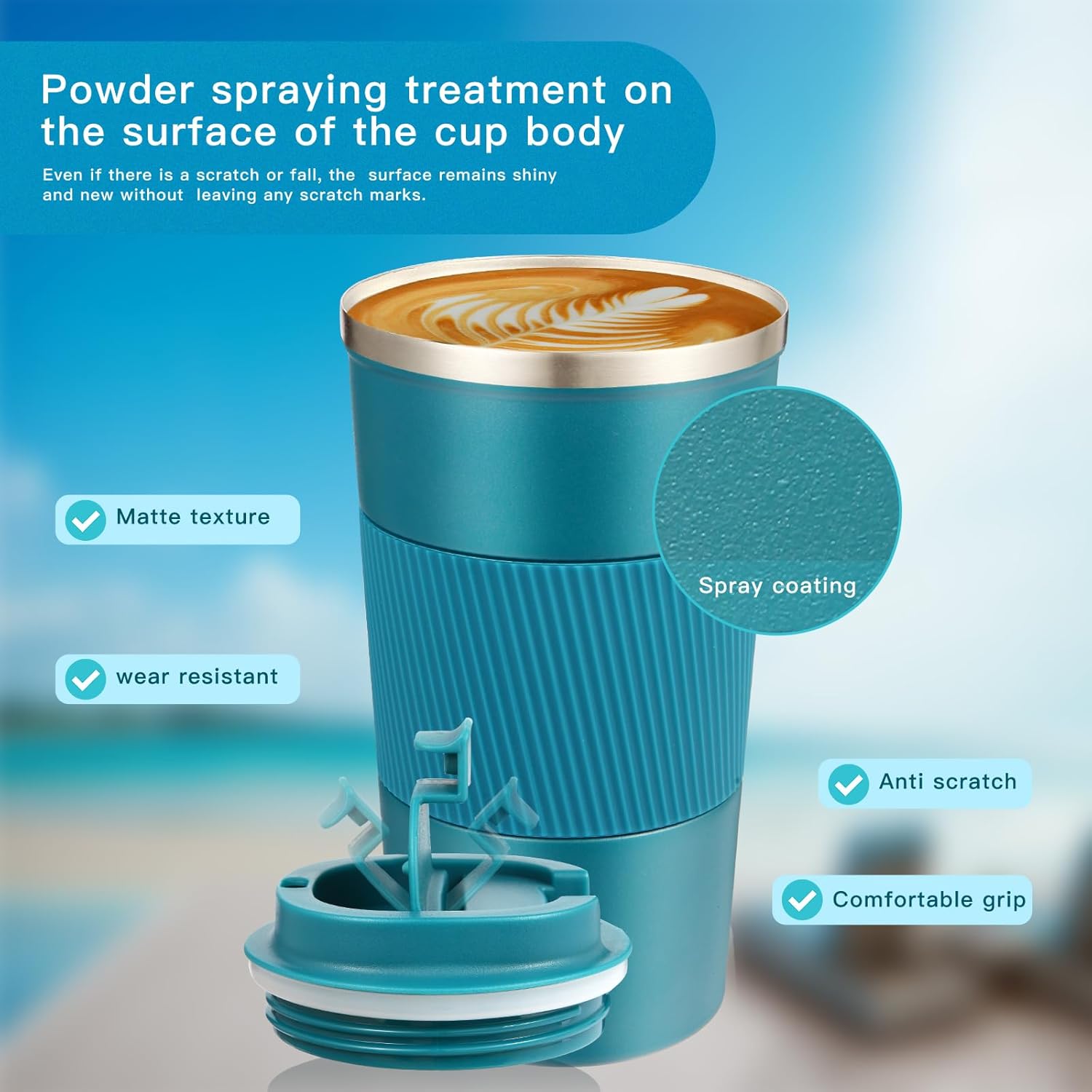 Senshuomy Travel Mug, Insulated Coffee Cup with Leakproof Lid, Reusable Coffee Cups Travel Cup, Stainless Steel thermaol Mug for Hot Cold Drinks (Green 380ml)