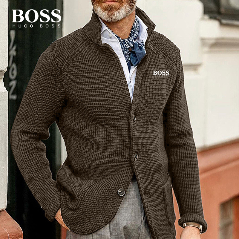 BOSS MEN-S LONG SLEEVE THICKENING CARDIGAN WARM CASUAL JACKET