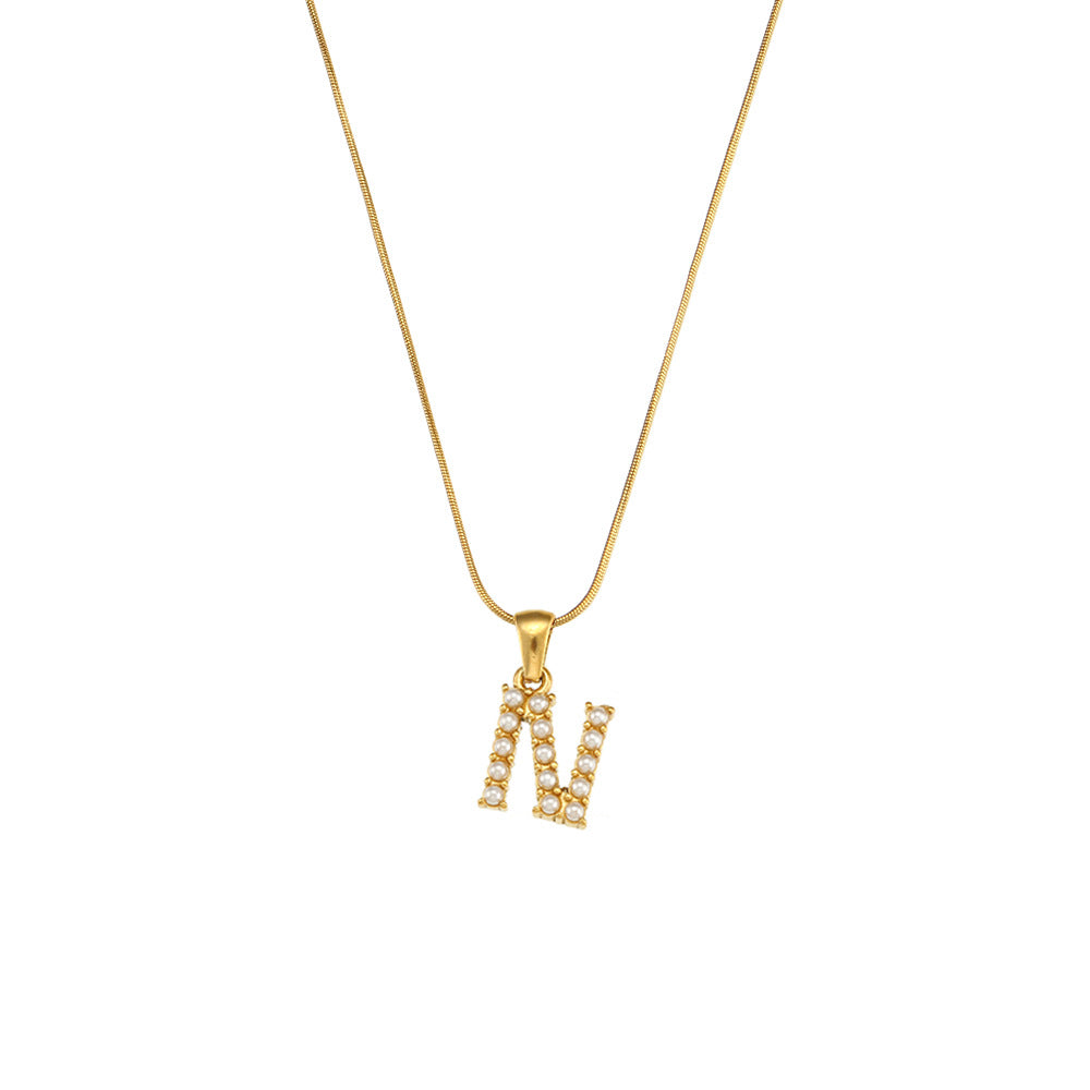 Fashion Letter Number Text Stainless Steel 18K Gold Plated Necklaces