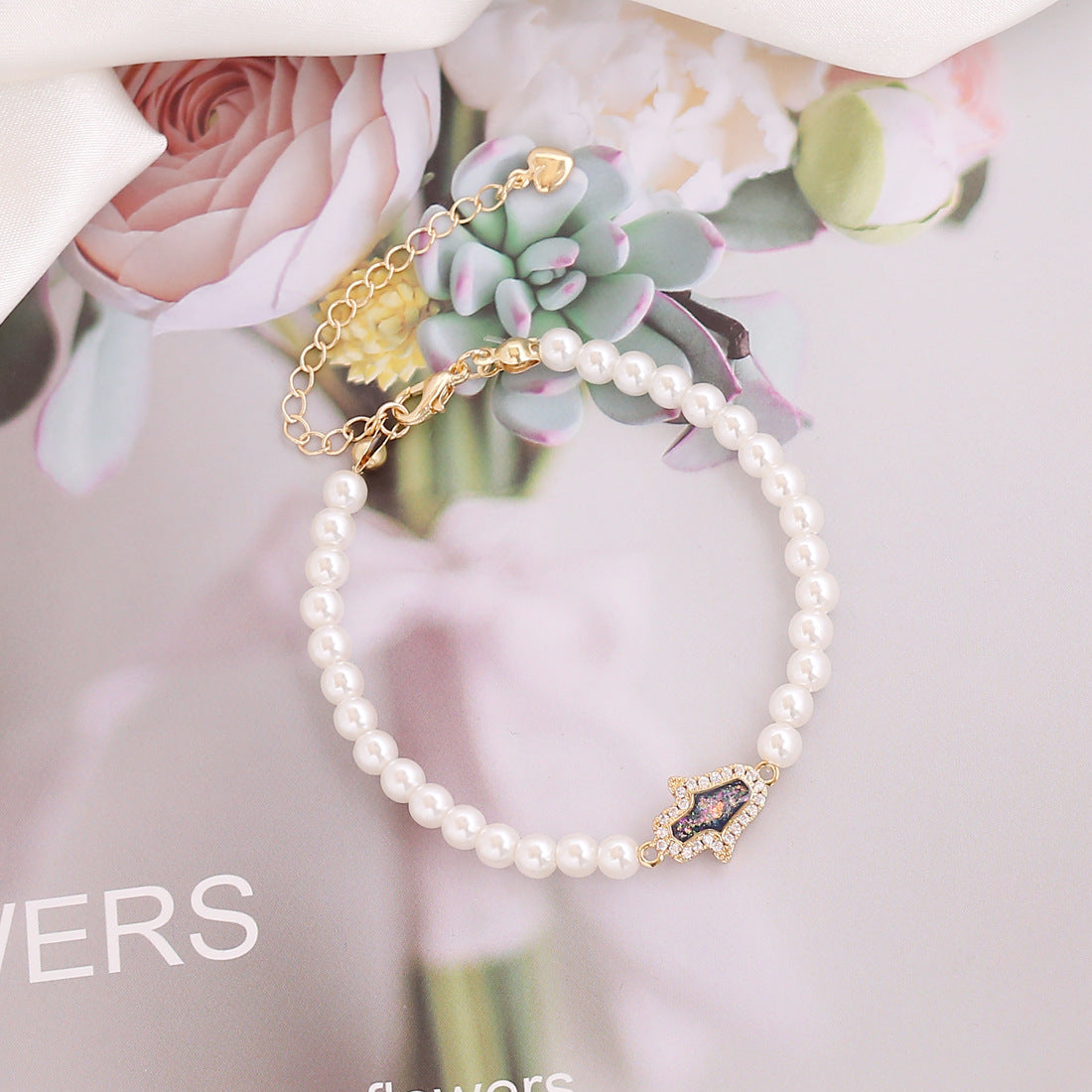 Women IG Style Palm Alloy Electroplating Bracelets