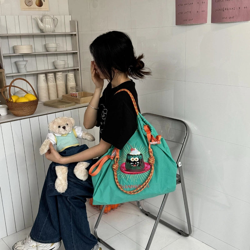 Women's Cute Classic Style Printing Cartoon Nylon Shopping Bags